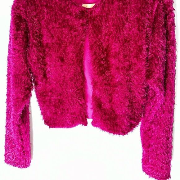 Hot Pink Fuzzy cardigan - Picture 5 of 10